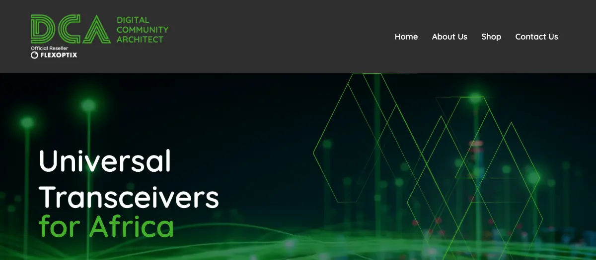 The DCA Africa website, built by Web-Graphix