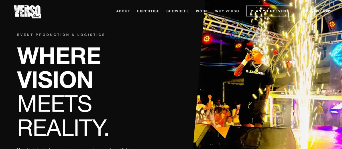 The Verso Prod website, built by Web-Graphix